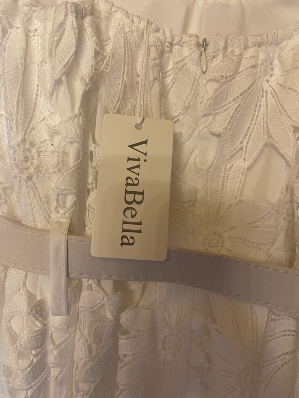 VivaBella White Lace Midi Dress NWT Size Large Bridal Shower Beach Cottagecore - Picture 4 of 5